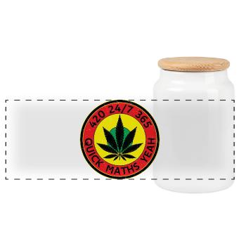 420 24/7 365 Quick Maths Yeah - Panoramic Cookie Jar with Wooden Lid - white - Front