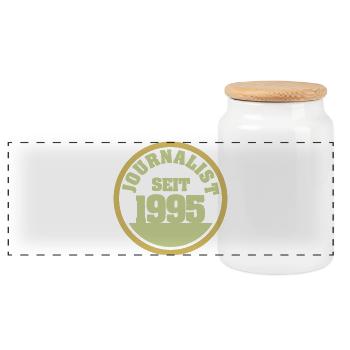 Born in 1995 - Panoramic Cookie Jar with Wooden Lid - white - Front