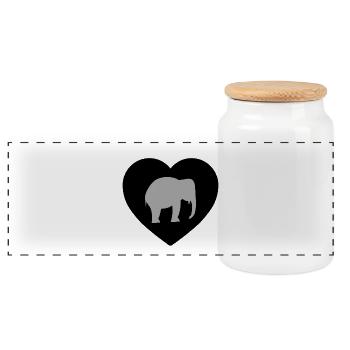Elefant - Panorama Keksdose mit Holzdeckel - Weiß - Vorne