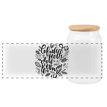 Lettrage manuel du feuillage - Boîte à biscuits avec couvercle en bois - blanc - Devant
