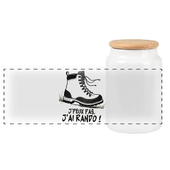 Hiking boots, I can't I rando! - Panoramic Cookie Jar with Wooden Lid - white - Front
