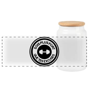 Be Stronger Than Your Excuses - Sport Bodybuilding - Panoramic Cookie Jar with Wooden Lid - white - Front