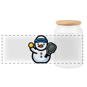 Tennis Schneemann Weihnachten Sport - Panorama Keksdose mit Holzdeckel - Weiß - Vorne