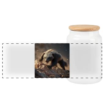 Fearless Honey Badger Wildlife Power - Panoramic Cookie Jar with Wooden Lid - white - Front