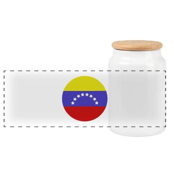 Venezuela round flag - Panoramic Cookie Jar with Wooden Lid - white - Front