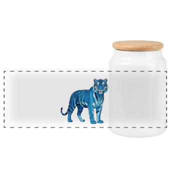 Geometrischer BlauTiger Polygon - Panorama Keksdose mit Holzdeckel - Weiß - Vorne