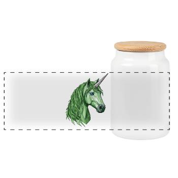 Licorne polygonale verte - Boîte à biscuits avec couvercle en bois - blanc - Devant