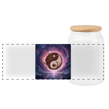Das Yin-Yang-Gleichgewicht der Natur - Panorama Keksdose mit Holzdeckel - Weiß - Vorne