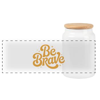 Emblème d’écriture Be Brave - Boîte à biscuits avec couvercle en bois - blanc - Devant