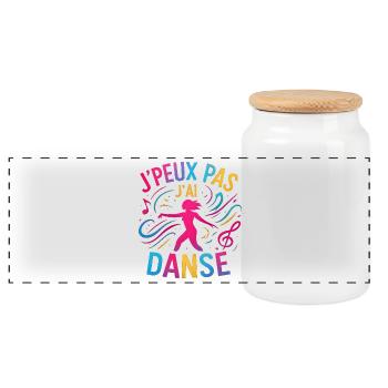 J'peux pas j'ai danse — éclat coloré - Boîte à biscuits avec couvercle en bois - blanc - Devant