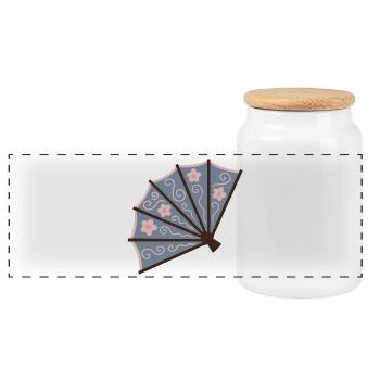 Éventail Blossom bleu poudre - Boîte à biscuits avec couvercle en bois - blanc - Devant