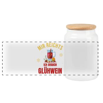 Mir reicht's – Ich brauch Glühwein Weihnachtsmarkt - Panorama Keksdose mit Holzdeckel - Weiß - Vorne