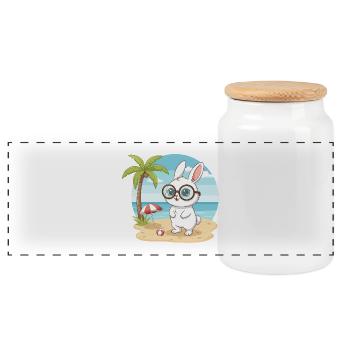Vacances d’été sur la plage de Mignon avec des lunettes - Boîte à biscuits avec couvercle en bois - blanc - Devant