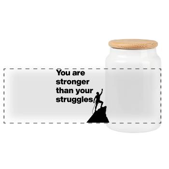 You are stronger than your struggles, Mental Healh - Panorama Keksdose mit Holzdeckel - Weiß - Vorne