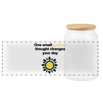 One small positive thought. Positiv, Mental Health - Panorama Keksdose mit Holzdeckel - Weiß - Vorne