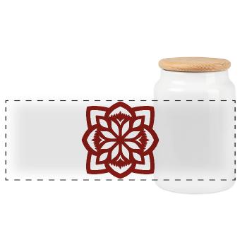 Chinesischer Blumenpapierschnitt - Panorama Keksdose mit Holzdeckel - Weiß - Vorne