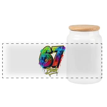 6 7 Meme – Graffiti Bruh Edition - Panorama Keksdose mit Holzdeckel - Weiß - Vorne
