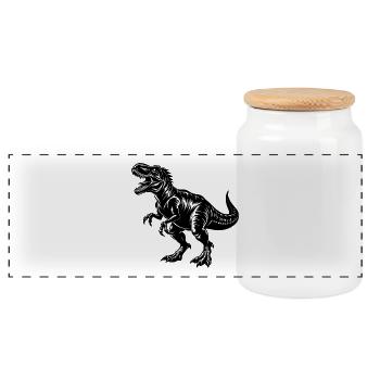 Tyrannosaurus - Panoramic Cookie Jar with Wooden Lid - white - Front