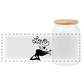 Love is a heart - Panoramic Cookie Jar with Wooden Lid - white - Front