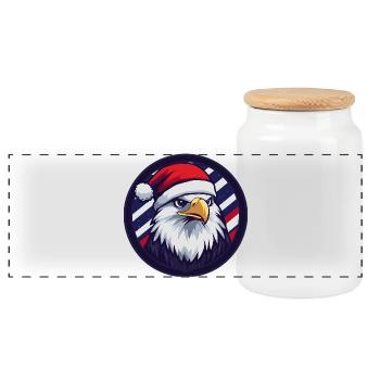 Aigle de Noël dans le cercle du drapeau - Boîte à biscuits avec couvercle en bois - blanc - Devant