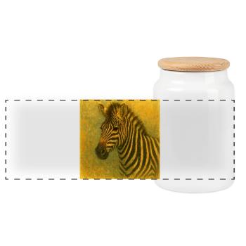 Zebra in golden tones - Panoramic Cookie Jar with Wooden Lid - white - Front