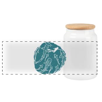 Deep Ocean Silhouette Circle - Panoramic Cookie Jar with Wooden Lid - white - Front
