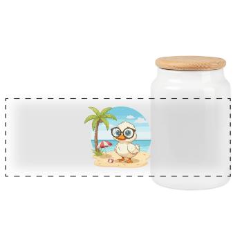 Vacances d’été sur la plage du canard mignon aux lunettes - Boîte à biscuits avec couvercle en bois - blanc - Devant