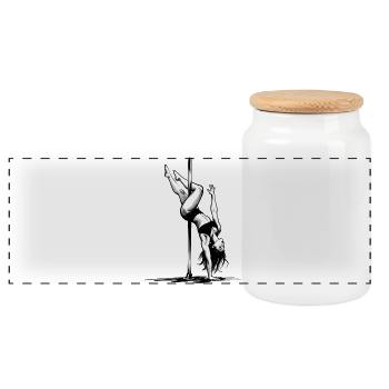 Pole Dance Pole Dancer Graphic Graphic Gift - Panoramic Cookie Jar with Wooden Lid - white - Front