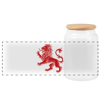 Red Lion - Panoramic Cookie Jar with Wooden Lid - white - Front