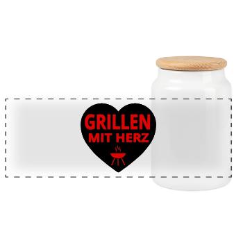 Grillen - Panorama Keksdose mit Holzdeckel - Weiß - Vorne