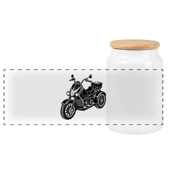Motorrad - Panorama Keksdose mit Holzdeckel - Weiß - Vorne