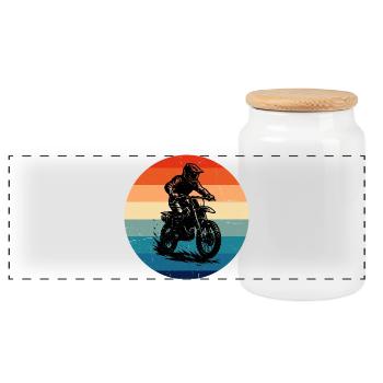 Grand cadeau de motocross pour le motocross - Boîte à biscuits avec couvercle en bois - blanc - Devant