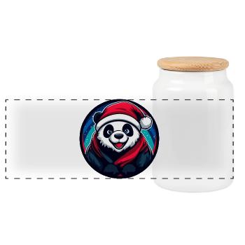 Panda Santa Fest Design - Boîte à biscuits avec couvercle en bois - blanc - Devant