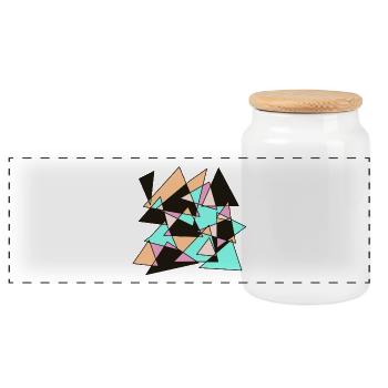 Geometrische Pastell-Dreiecke - Panorama Keksdose mit Holzdeckel - Weiß - Vorne