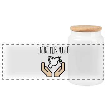 Amour pour tous. Colombe de la Paix, Paix mondiale, paix - Boîte à biscuits avec couvercle en bois - blanc - Devant