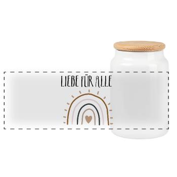 Liebe für alle, Regenbogen, Boho-Style, Frieden - Panorama Keksdose mit Holzdeckel - Weiß - Vorne