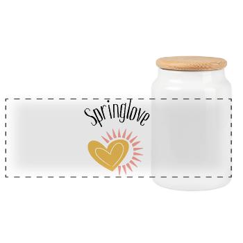 Springlove, Sun for all, Good mood, Positive - Panoramic Cookie Jar with Wooden Lid - white - Front