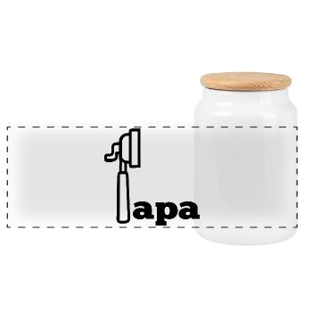 Papa Kaffee - Kaffeefilter Espresso - Panorama Keksdose mit Holzdeckel - Weiß - Vorne