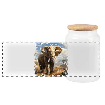 Éléphant africain en lumière - Boîte à biscuits avec couvercle en bois - blanc - Devant