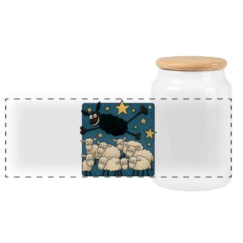 Black Sheep - Panoramic Cookie Jar with Wooden Lid - white - Front