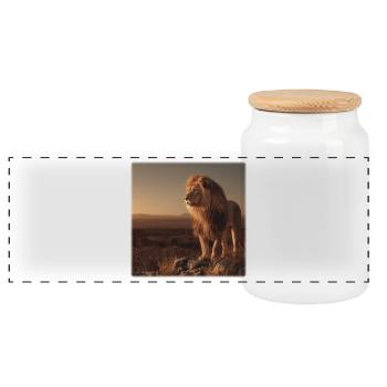 Majestätisch im Abendlicht, der Löwenkönig  - Boîte à biscuits avec couvercle en bois - blanc - Devant