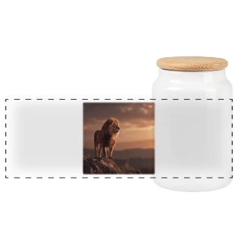 Majestätisch der Löwenkönig im Abendlicht - Boîte à biscuits avec couvercle en bois - blanc - Devant