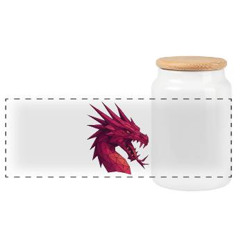 Dragon géométrique magenta - Boîte à biscuits avec couvercle en bois - blanc - Devant