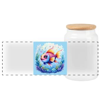 Poissons colorés sous le corail - Boîte à biscuits avec couvercle en bois - blanc - Devant