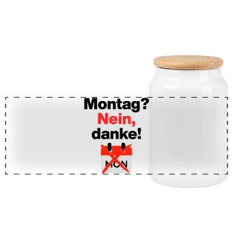Monday? No thank you! Funny motif for office grouches - Panoramic Cookie Jar with Wooden Lid - white - Front