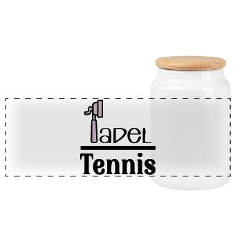 Coffee Padel Tennis Padel - Panoramic Cookie Jar with Wooden Lid - white - Front