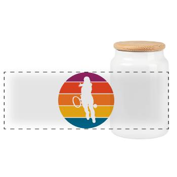 tennis - Panoramic Cookie Jar with Wooden Lid - white - Front
