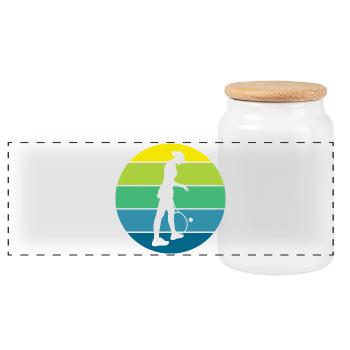 tennis - Panoramic Cookie Jar with Wooden Lid - white - Front