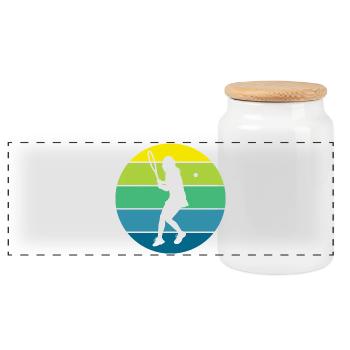 Tennis - Panoramic Cookie Jar with Wooden Lid - white - Front