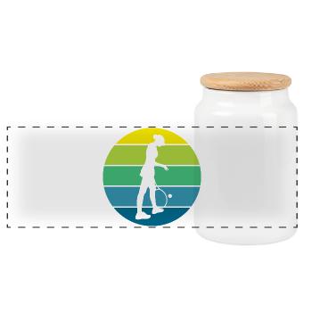 Tennis - Panoramic Cookie Jar with Wooden Lid - white - Front